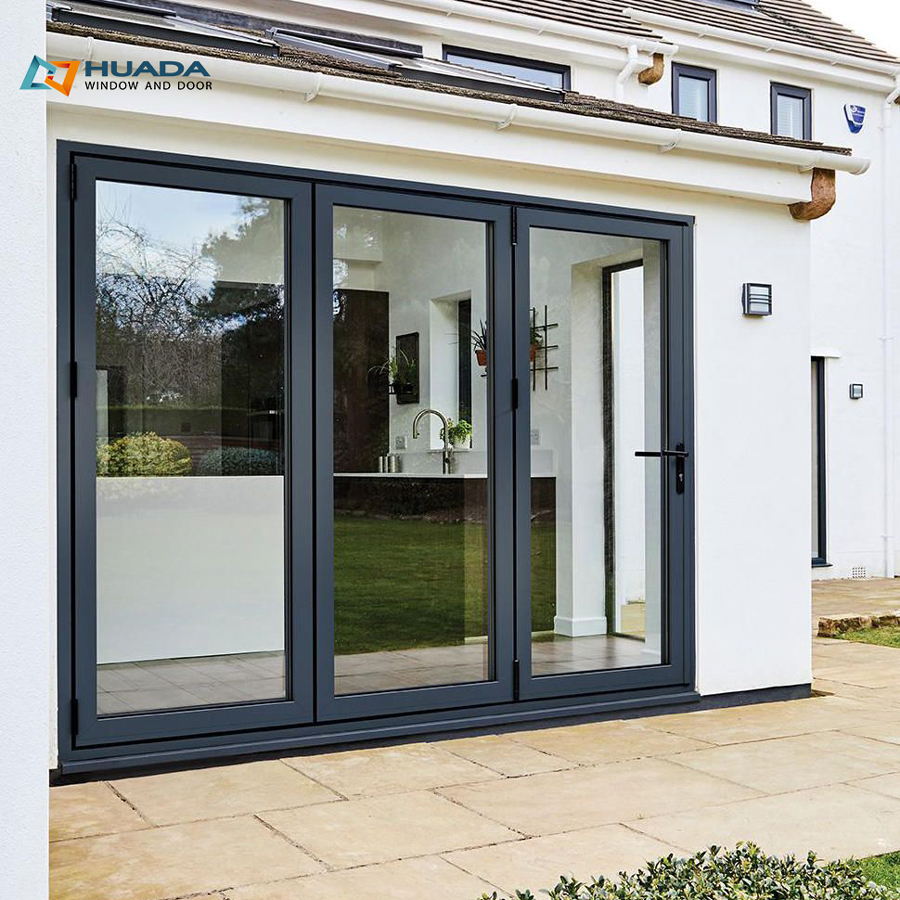 Exterior Double Front Entry Doors Hurricane Impact Swing Style Aluminum Alloy French Windows and Doors for House