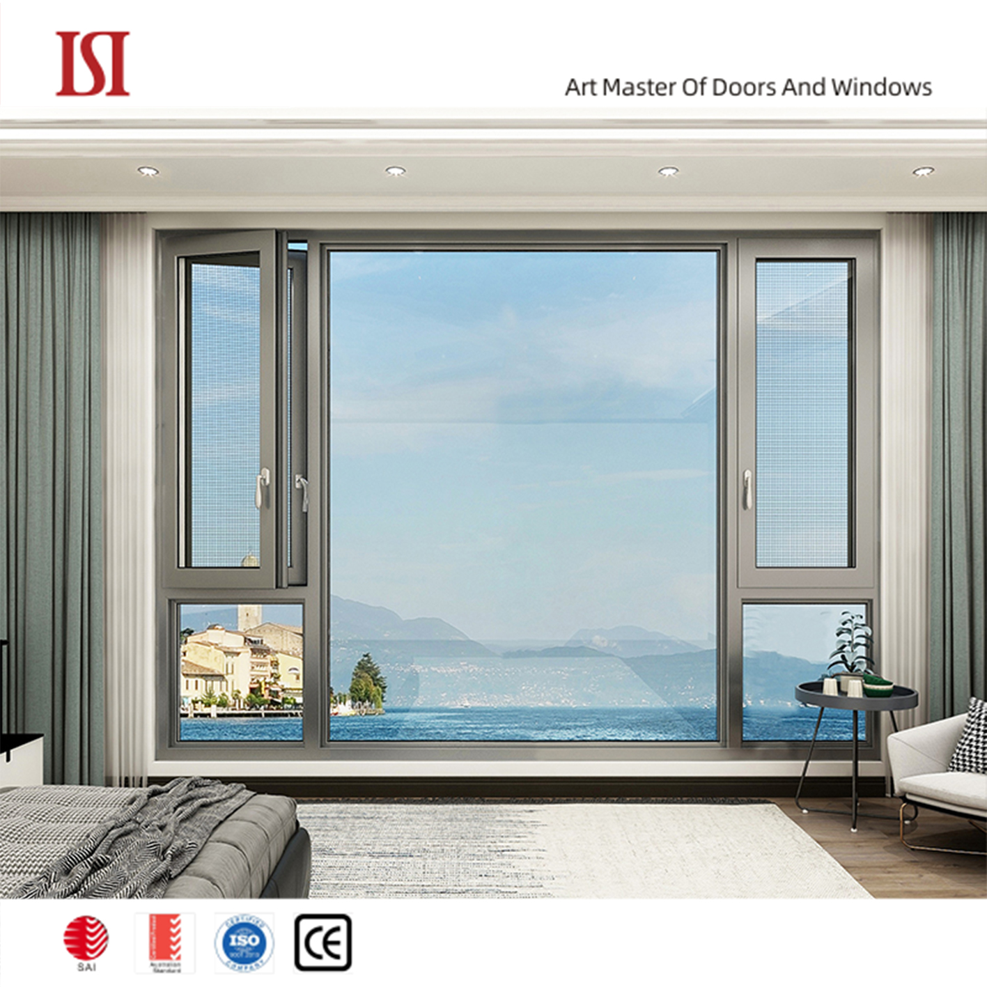 Top Brand Level 8 Thermal Insulation Casement Windows Modern Design with Louver Curtain Optional Intelligent APP System Control