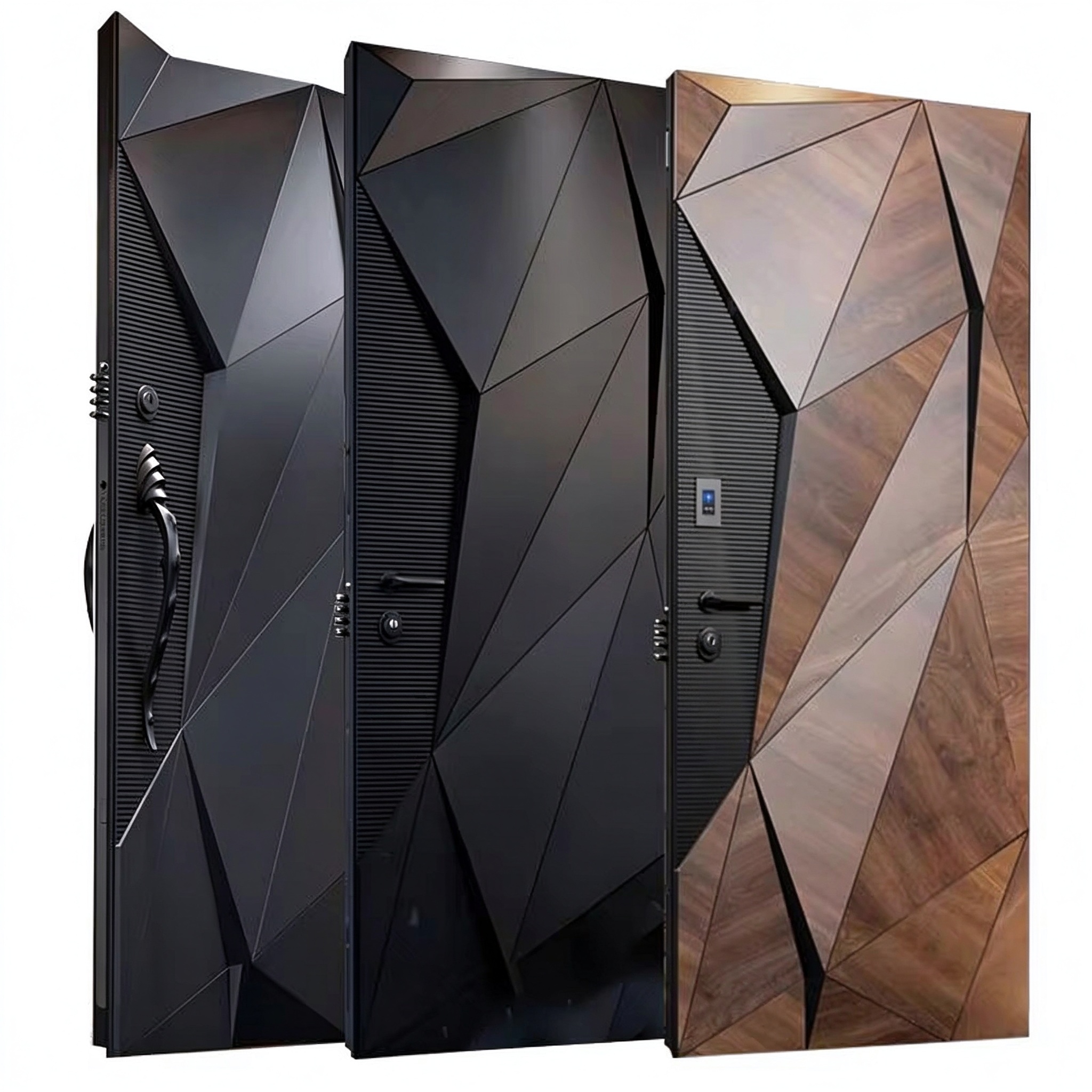 Alucasa American Black Steel Solid Wood Aluminum Doors External Wooden Pivot Main Door for House Modern Front Entry Doors