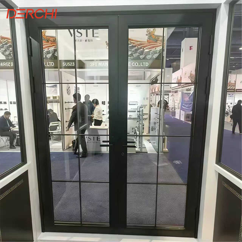 DERCHI Light Single Door Wrought Iron Modern Luxury French Door Simple Elegant Design Glass Steel Swing Enter Aluminium Doors