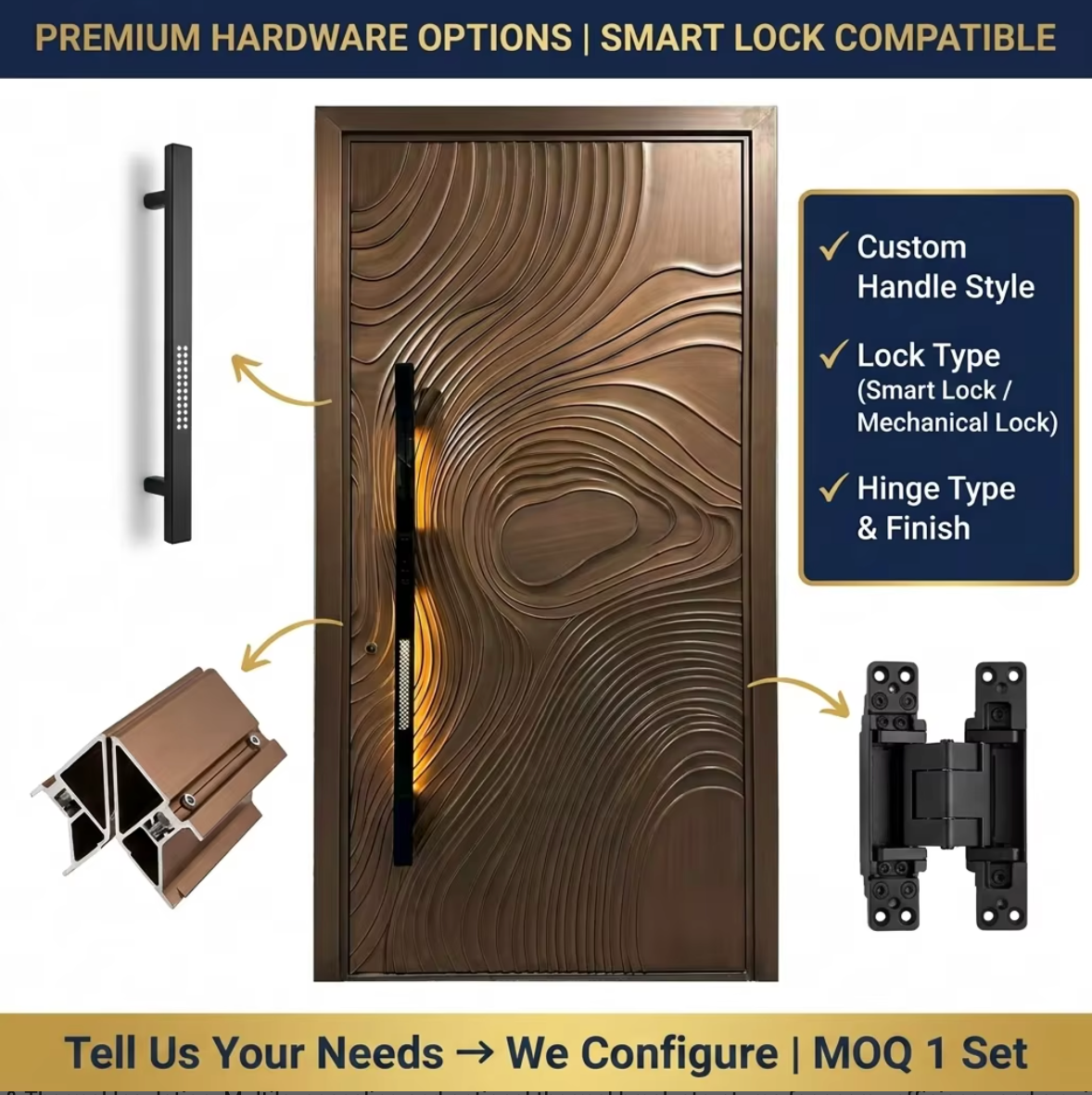 Luxury Cast Aluminum Villa Anti-theft Waterproof Security Door Modern Exterior Swing Hurricane Resistant Entry Door