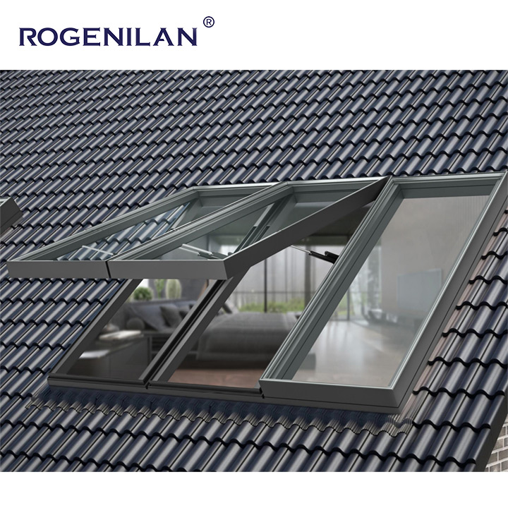 ROGENILAN Attic Skylight Top Roof Skylight Windows Balcony Window Retractable Swing Dormer Window