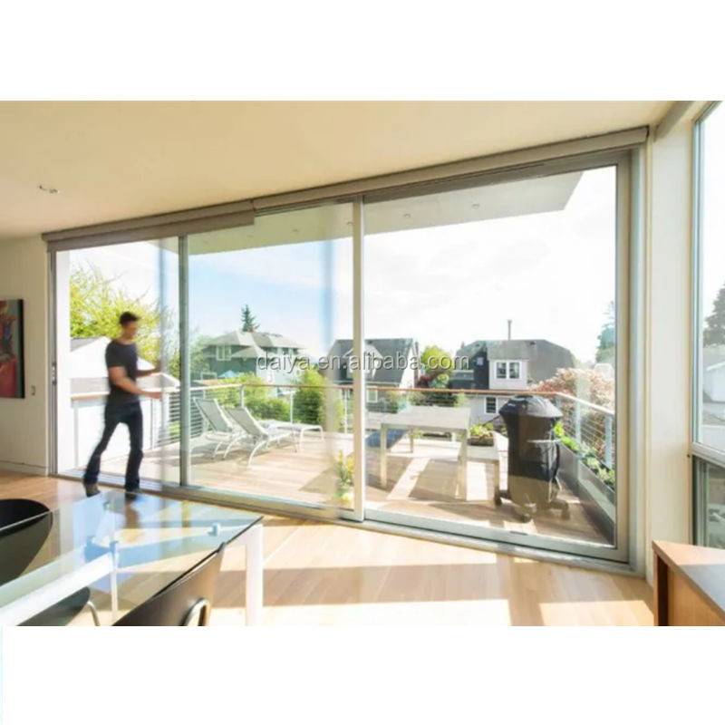 DAIYA Half Glass Aluminum Sliding Door for Kitchen with Low E Sliding Door