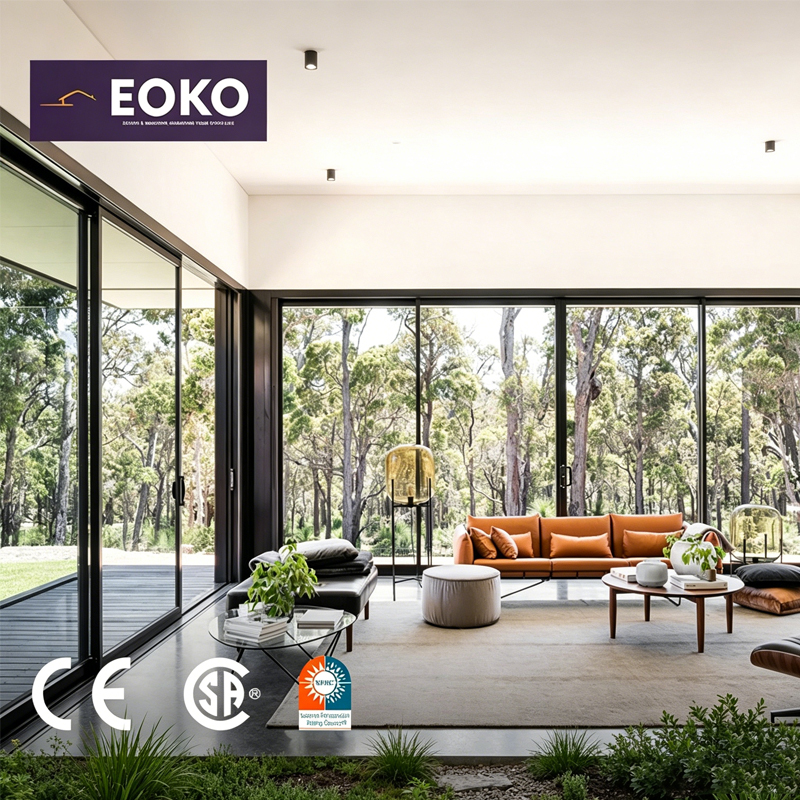 EOKO NFRC CE CSA Aluminum Sliding Door Slim Frame Panoramic View Lift and Slide Exterior Sliding Door for Luxury Villa Terrace