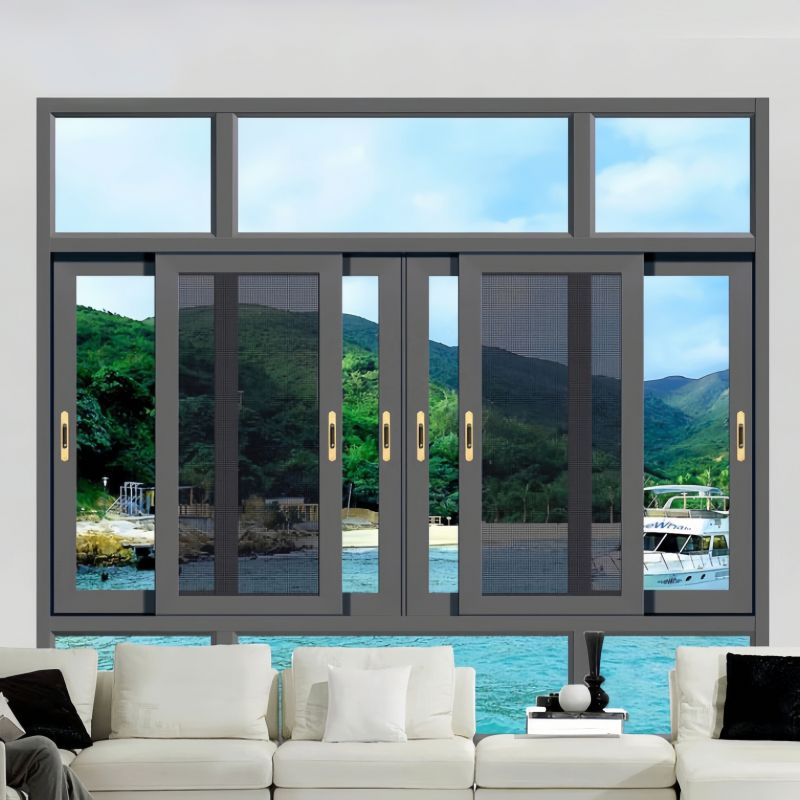 Customized Hurricane Proof Sliding Sash Windows Double&amp;Triple Glazed Balcony Sliding Window Design Modern Aluminum Window
