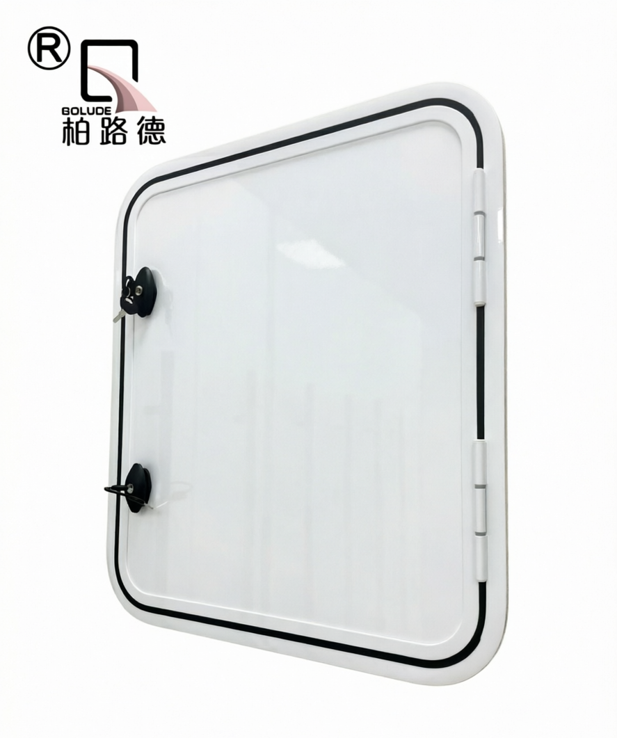YA-CM-03 RV Hatch Door Aluminum Alloy Thermal-Insulated Panel Self-Tight Lock Frame Supplied Separately OEM ODM