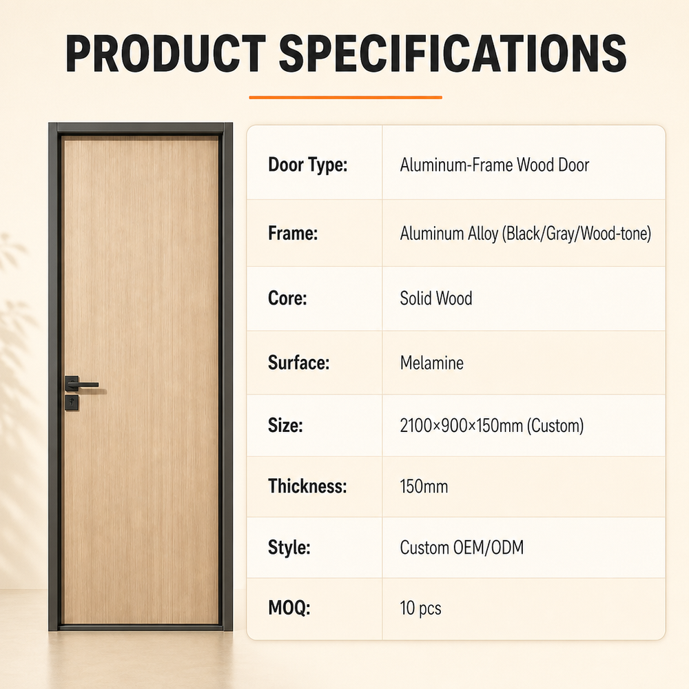 Direct Manufacturer Aluminum Clad Wood Doors Durable with Solid Core Panel for Real Estate Modern House and Apartment