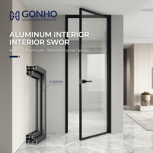 Aluminum Interior Swing Door with Glass Panel for Modern Bathroom and Kitchen Interior