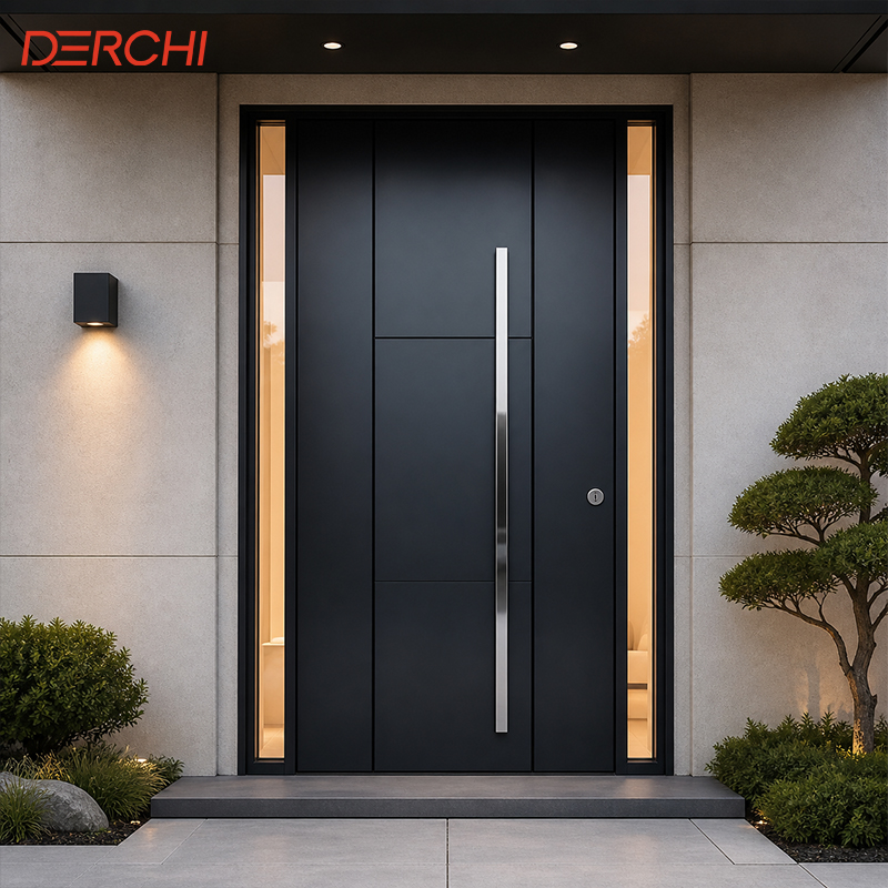 Aluminum Entrance Door Soundproof Thermal Break Aluminum Front Door Exterior Security Door Custom