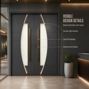 Thermal Break Aluminum Metal Door With Insulated Glass For Villa Main Entrance