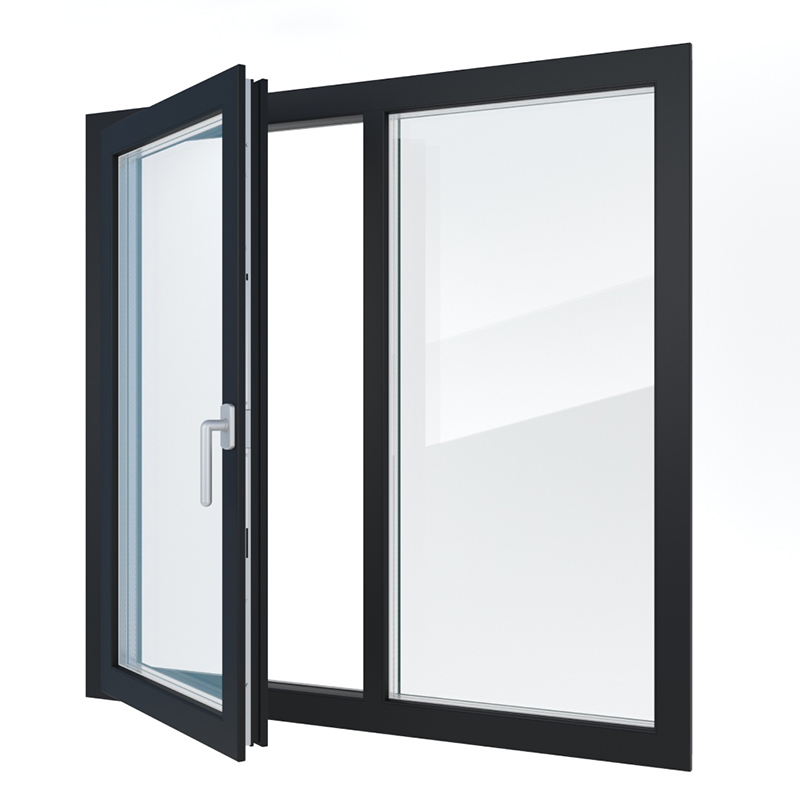 Exterior Sound Proof Modern French Style Black Aluminum Frame Casement Windows with Heat Insulation and Tempered Double Glass