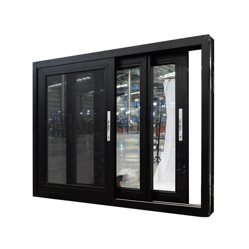 Insulated Replacement Black Aluminum Silding Building windows Soundproof Solution