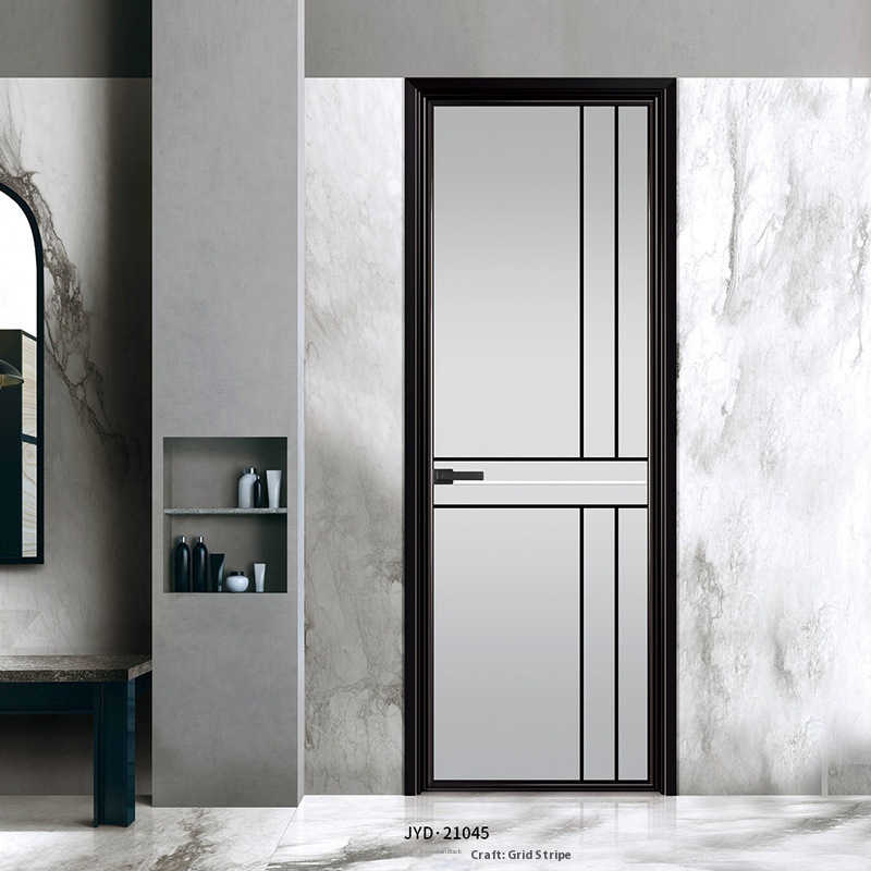 Black Aluminum French Doors Double Glass for Villa Front Balcony Patio Finished Interior Windows Doors for Bathroom Application
