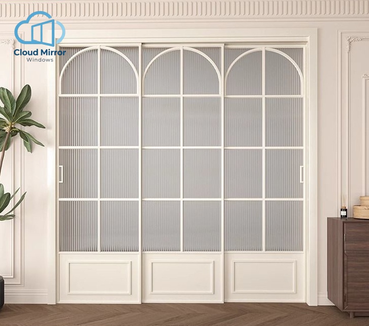 Ultra Slim Aluminum Interior Folding Doors with Grey Tempered Glass for Kitchen