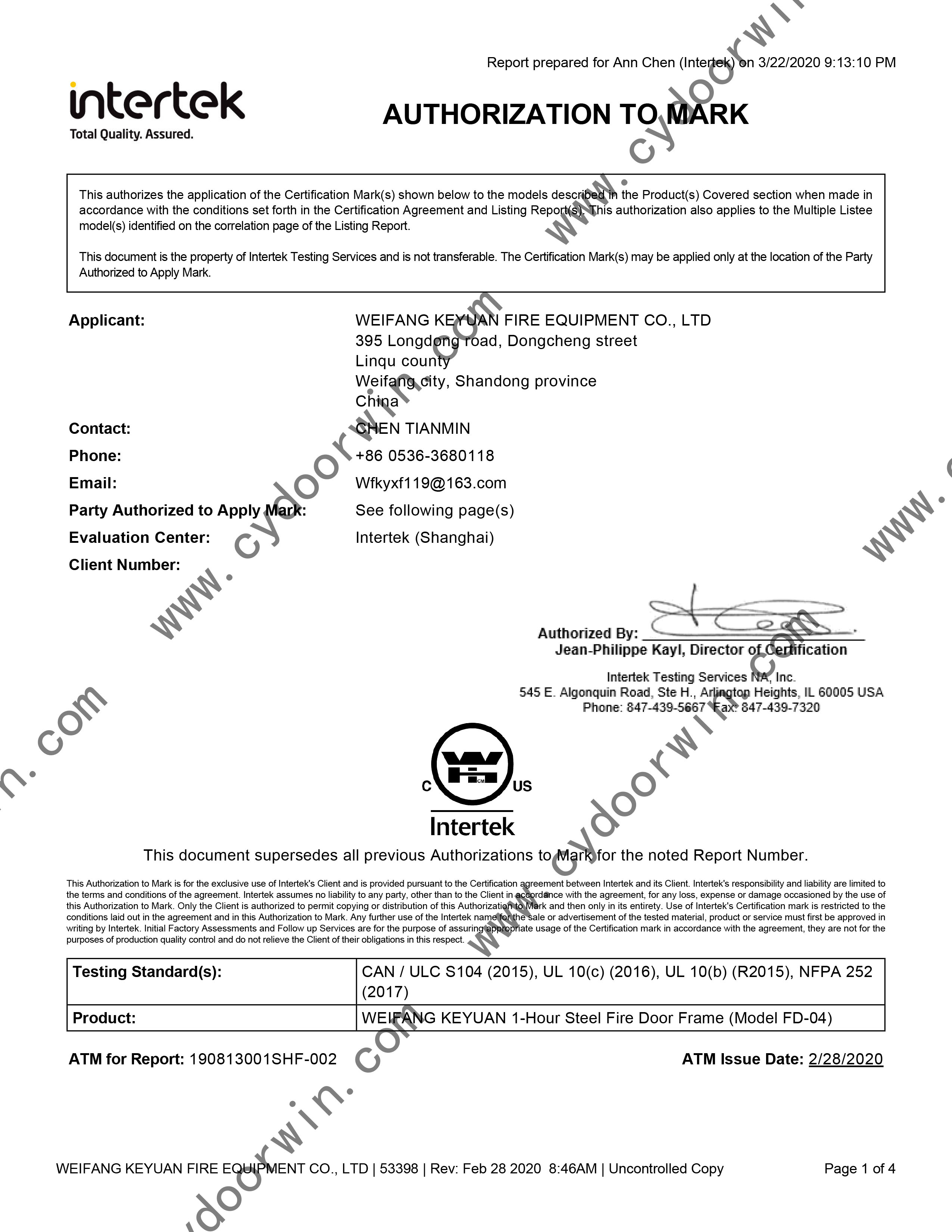 Certification