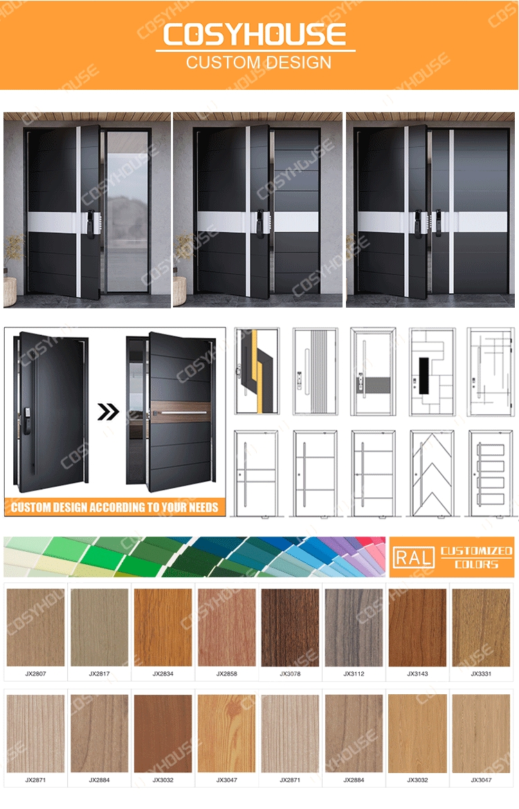 Custom Modern Aluminum Exterior Door Luxury Pivot Entrance Door for Villa and High End House