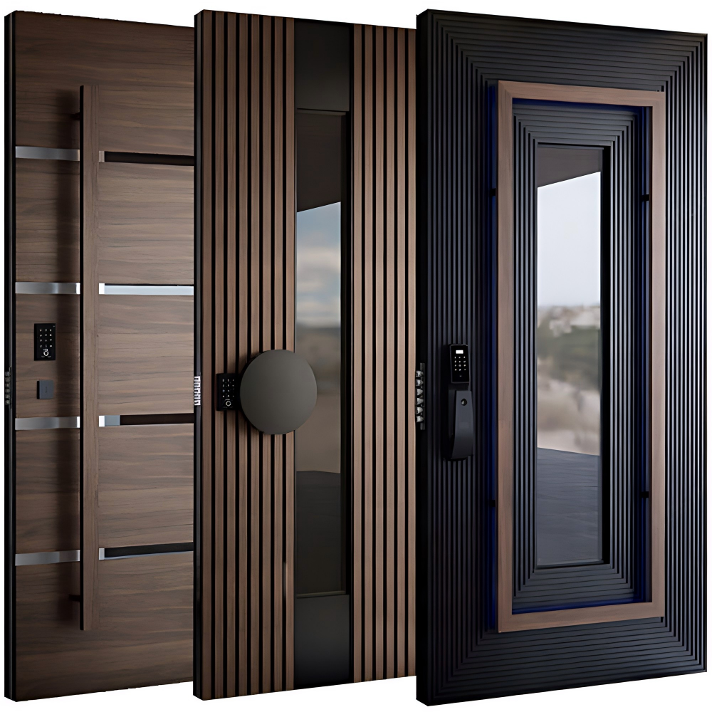 American Style Contemporary Modern Main Entrance Entry Wood Doors for Houses Modern Exterior Main Pivot Door