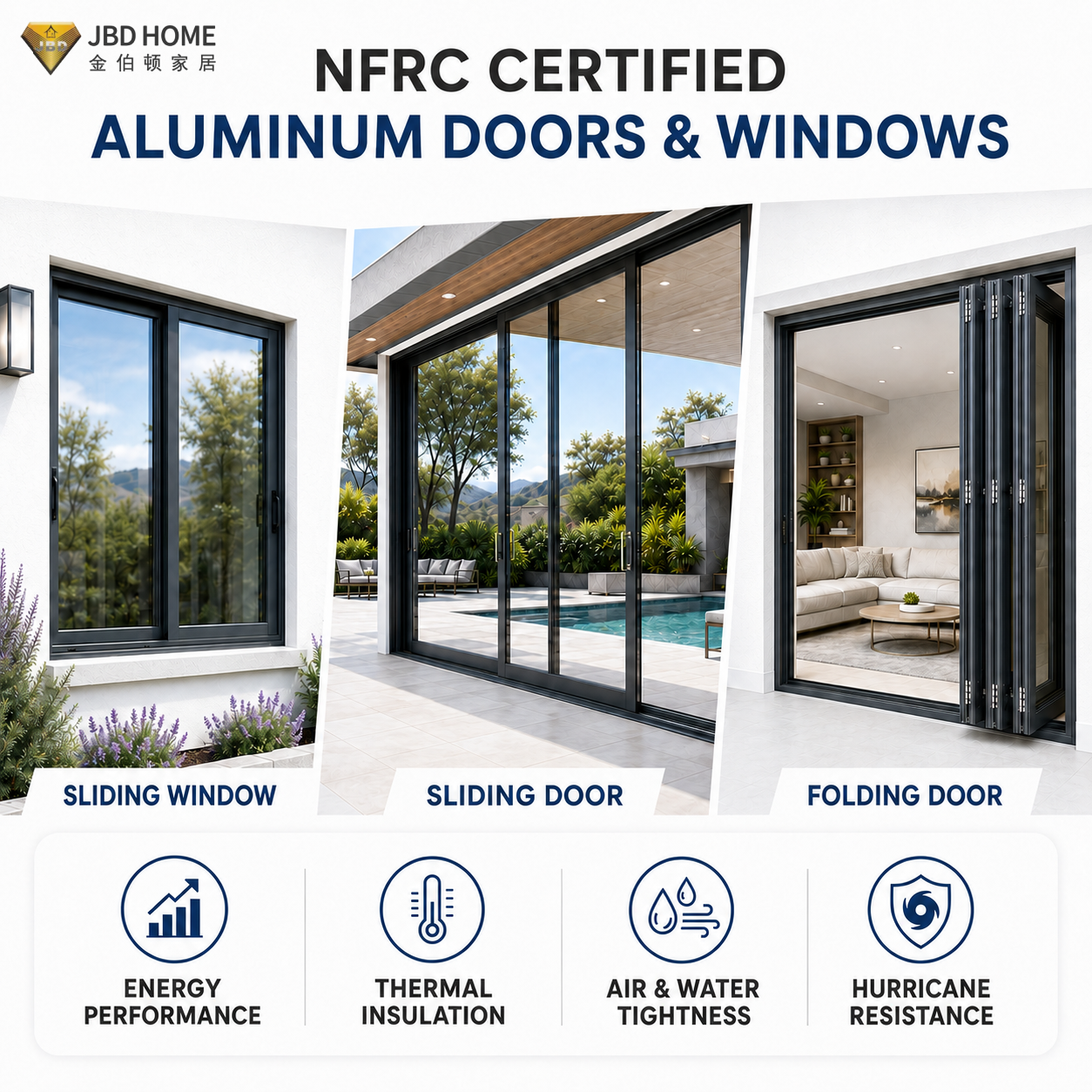 NFRC Heavy Duty Industrial Aluminum Bifold Door Gates Large Internal Folding Patio Doors With Thermal Insulation Villa Entrance