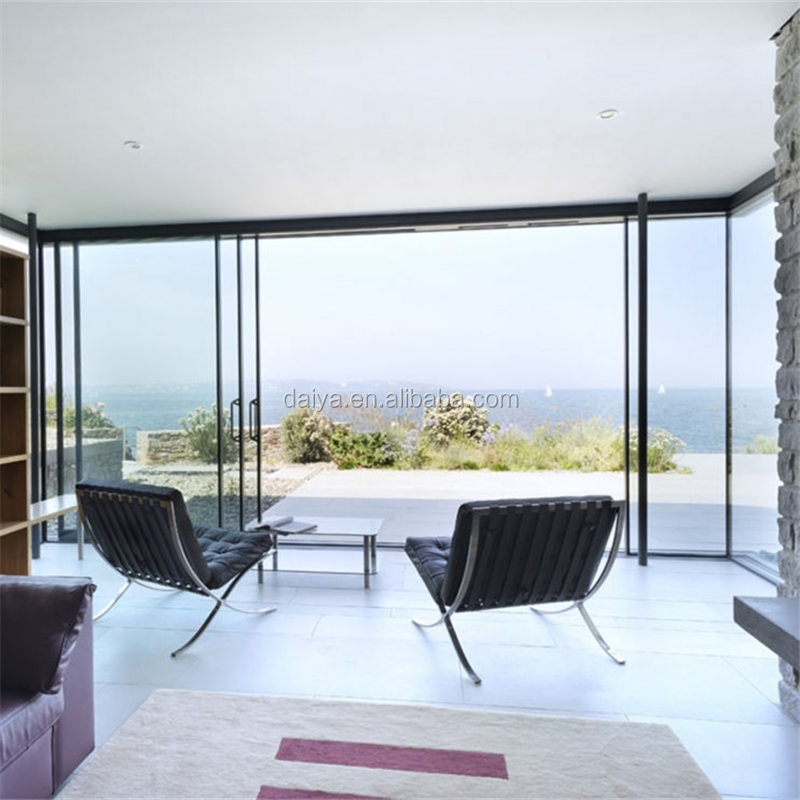 DAIYA Half Glass Aluminum Sliding Door for Kitchen with Low E Sliding Door