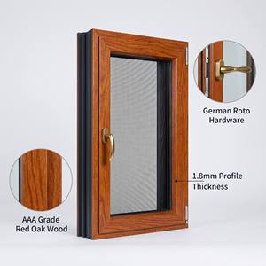 HUACAI Russian Larch Grade Aluminum Wood Composite Sound Insulation System Window