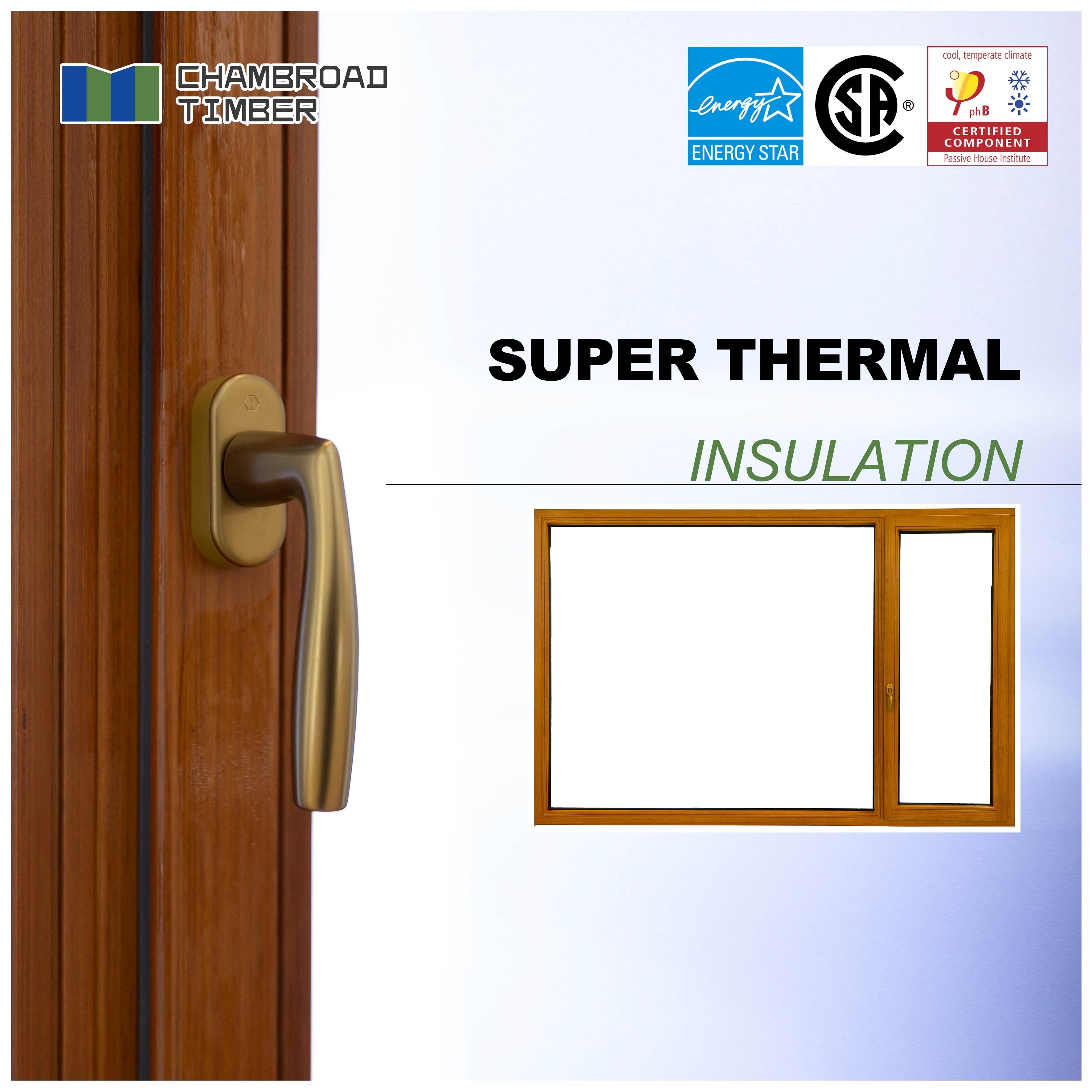 Aluminum-Clad Timber Window PHI EnerPHit Ready Uw&le;0.8 W/m&sup2;K ROTO Hardware CE EN14351 Heritage Style Available