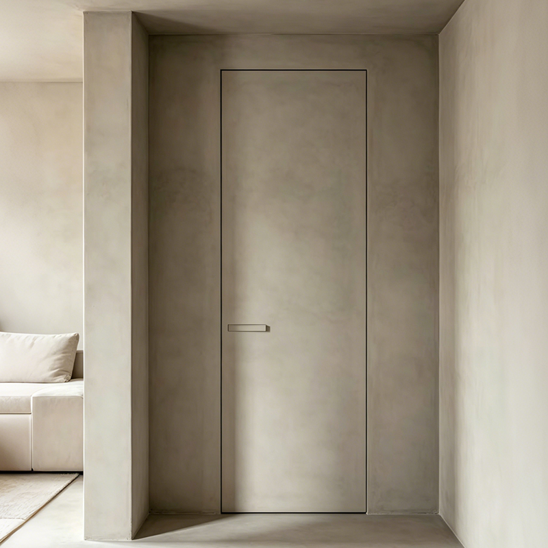Residential Fireproof Moisture-proof MGO Door Slabs Latex &amp; Art Coating Interior Aluminum Wood Hidden Invisible Door