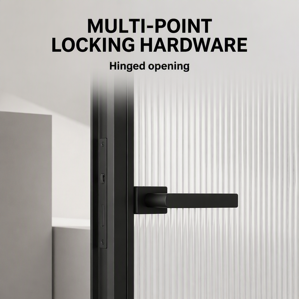 Black Aluminum Magnesium Alloy Bathroom Door Double Glazing Multi-Point Locking Custom Color Modern Shower Partition