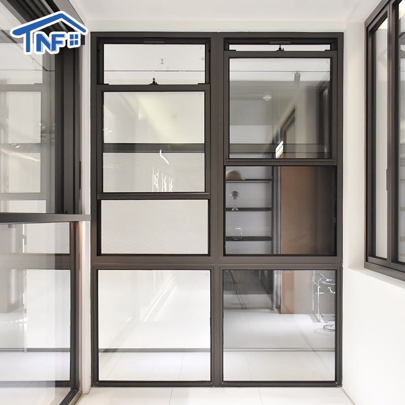 Thermal-Break Aluminum Alloy Exterior Casement Window With Stainless Steel Insect Screen Double Tempered Glass Black Finish