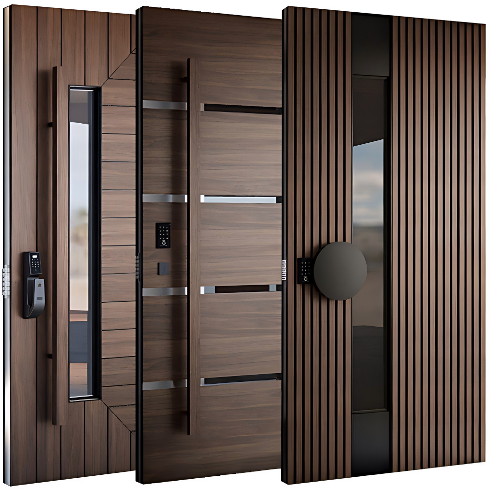 American Style Contemporary Modern Main Entrance Entry Wood Doors for Houses Modern Exterior Main Pivot Door
