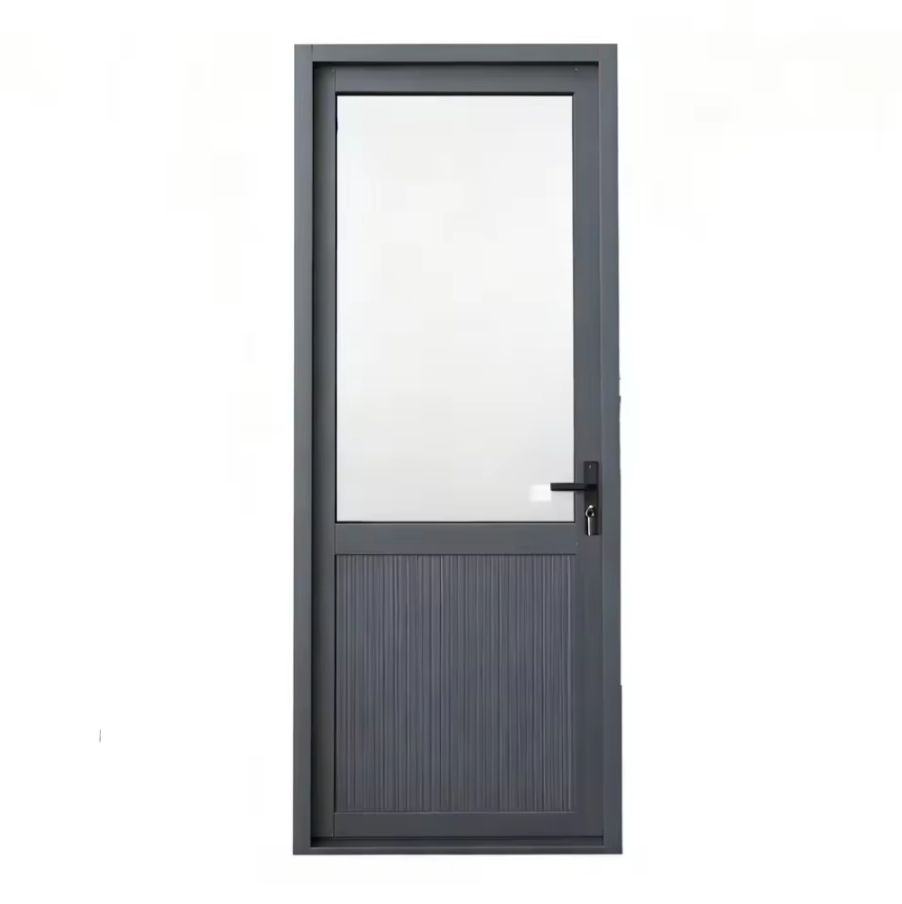 Custom Waterproof Aluminum Frame Hinged Door | Half-Glazed Half-Panel Design for Bathroom, Kitchen &amp; Residential Use