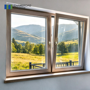 Modern Wood Aluminum Window Casement Fireproof Anti-Theft Double Glazed