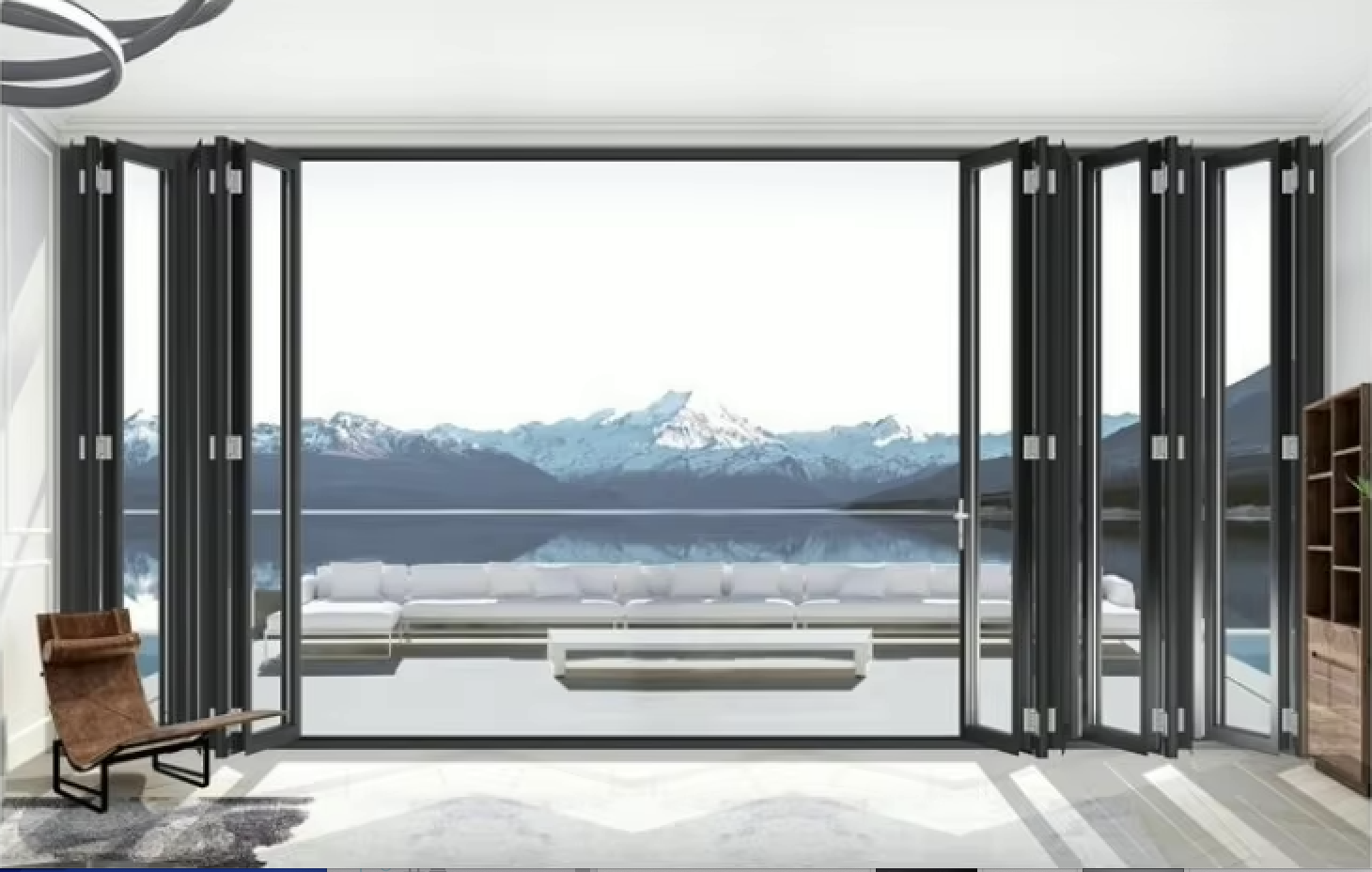 Aluminum Crystal NFRC Certified Bi-fold Door Modern Design Style Foldable Opening Method for Exterior Application in Villas