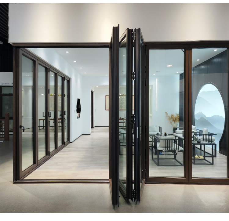 China Factory Folding and Sliding Door Waterproof Soundproof Aluminum Folding Crystal Door Price