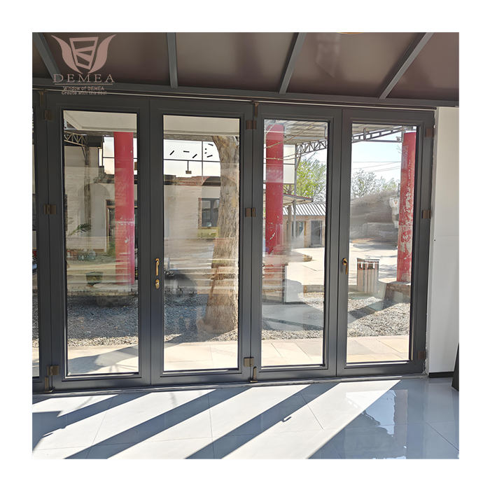 DEMEA American Project Aluminium Folding Door Entrance Front Alloy Aluminium Doors Black Hurricane Impact Aluminum Folding Door