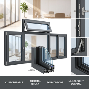 Soundproof Thermal Insulated Aluminium Frame Windows