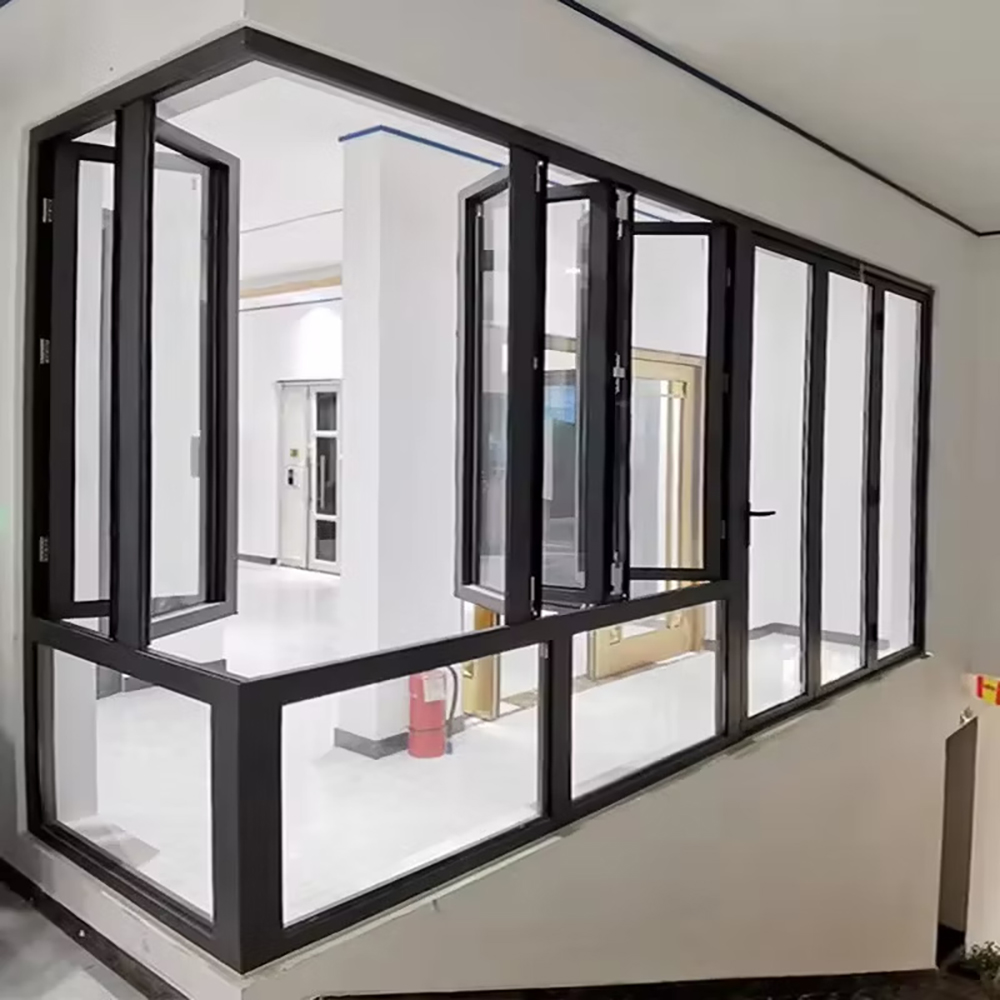 Aluminum Bi/Tri Fold Horizontal Windows, Automatic Electric Slim Frame for Balcony Patio
