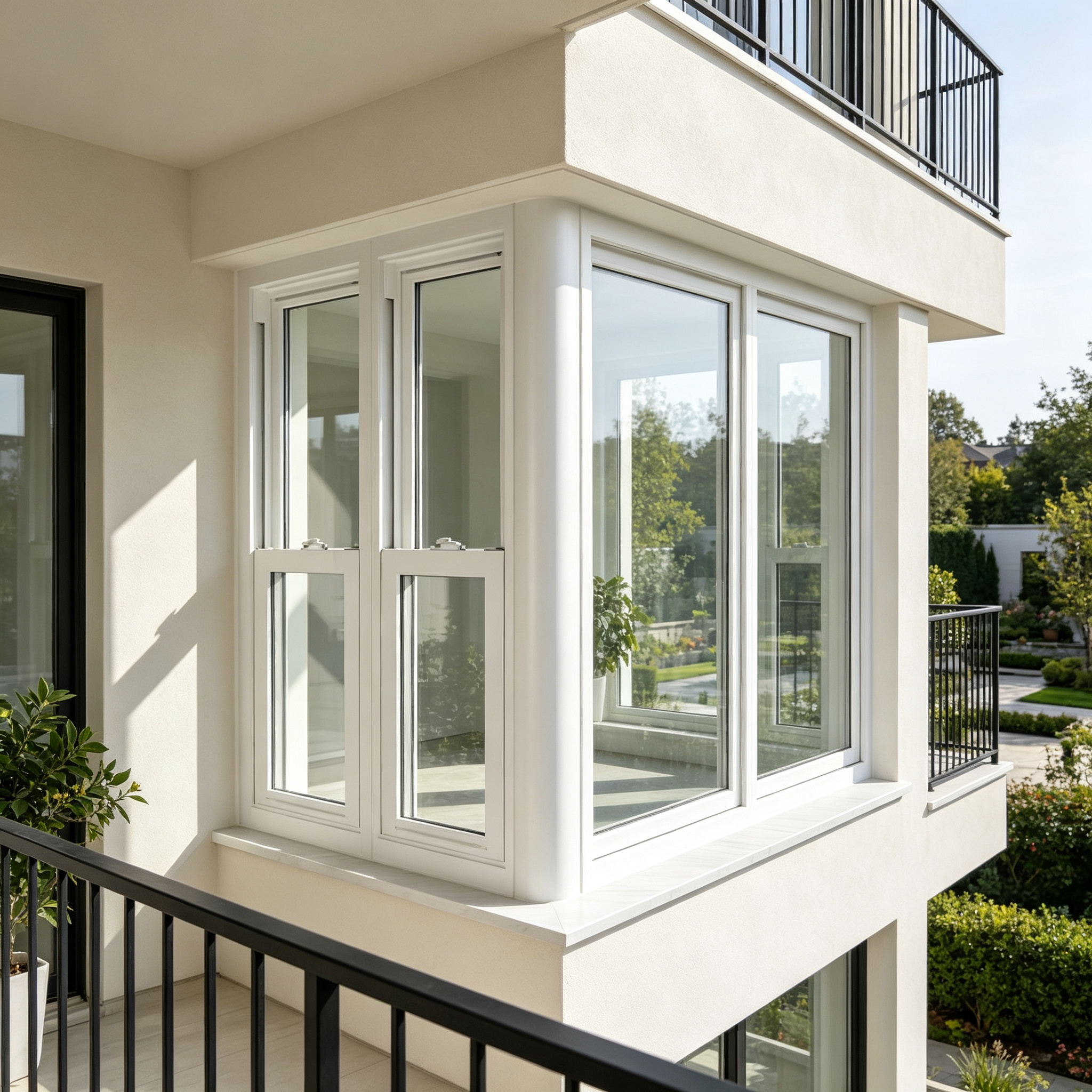 Windows New York Soundproof Wooden Frame Window High End Aluminum Frame Aluminum Clad Wood Bay Window