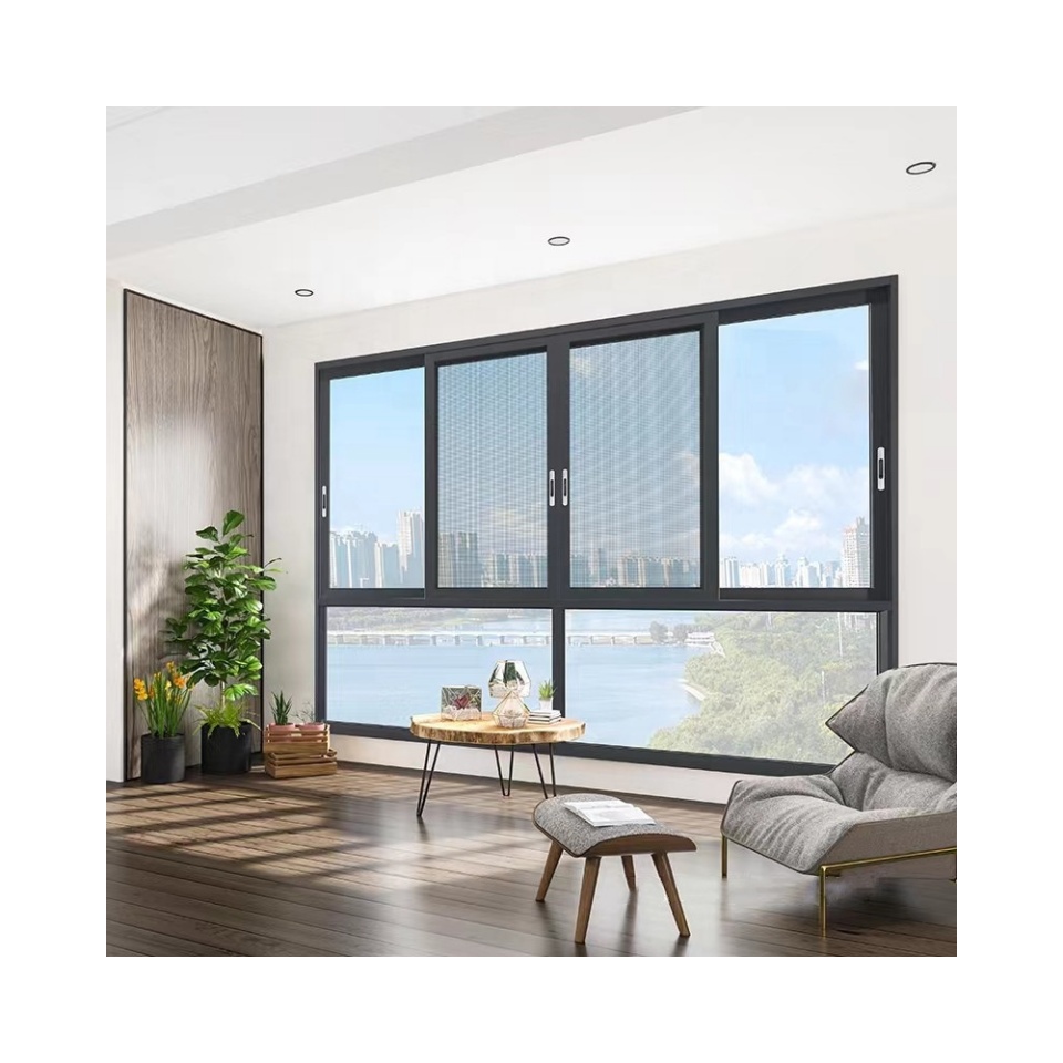 Modern Impact Glass Window Replacement Passive House Hurricane-Resistant Horizontal Sliding Aluminum Stainless Steel Apartments