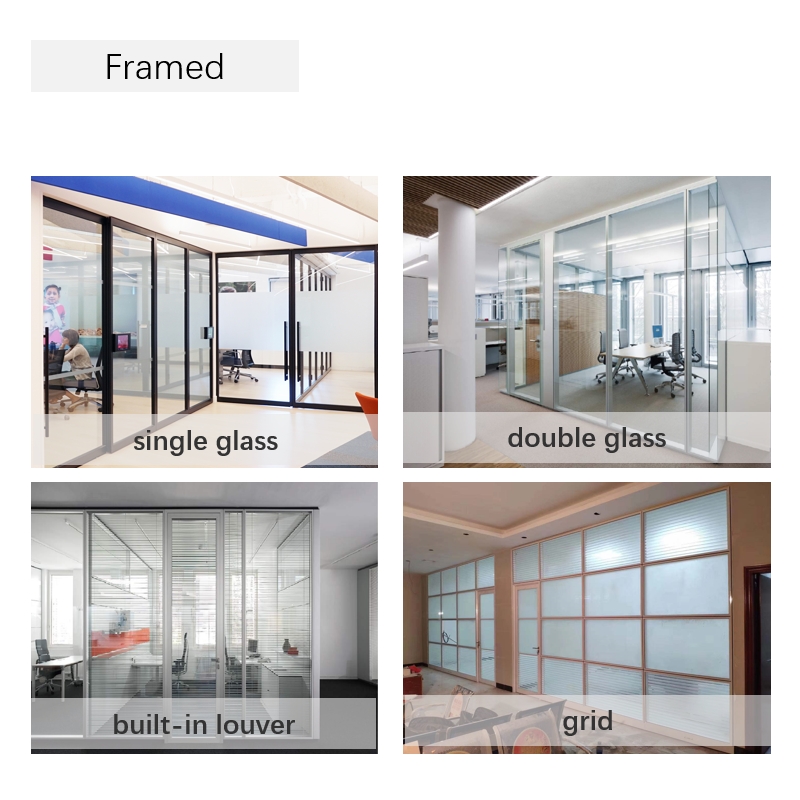 Latest Design Aluminum Frame Office Glass Wall Partition Vertical Framing Room Dividing Glass Wall