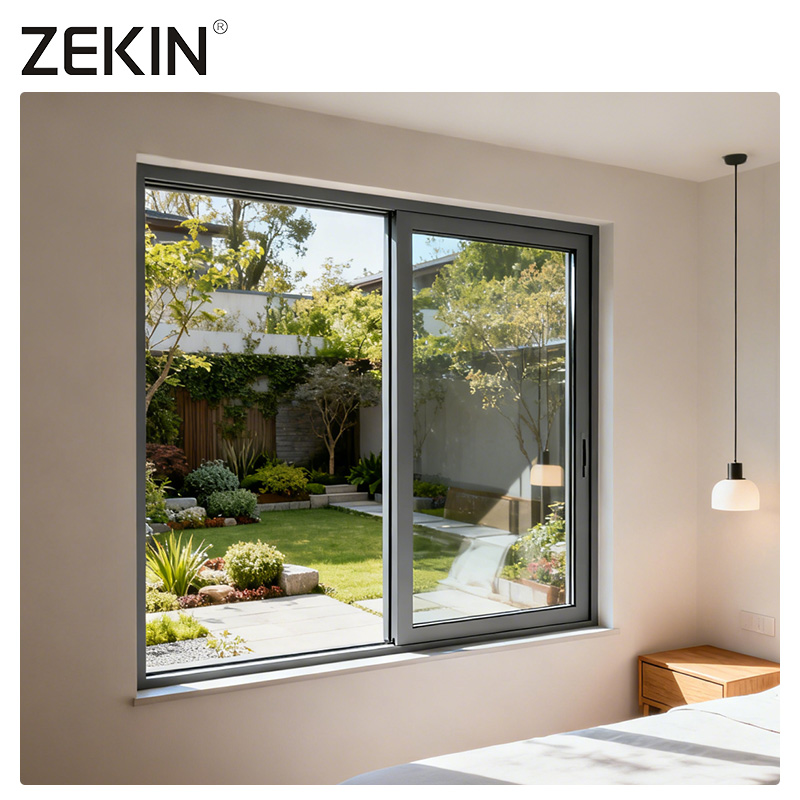 ZEKIN Hurricane Impact Double Glazed Profile Windows and Doors Frame Glass Aluminium Waterproof Black Sliding Window