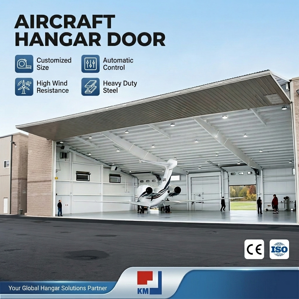 Automatic Heavy Duty Industrial Aircraft Hangar Door Customized Steel Sliding Folding Airplane Doors for Airport Warehouse