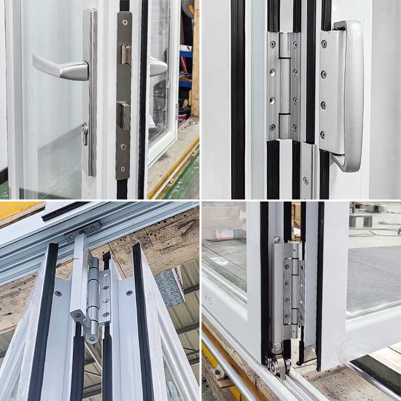 Modern Folding Patio Doors Aluminum Alloy Accordion Glass Bifold Doors For Courtyard Exterior Use