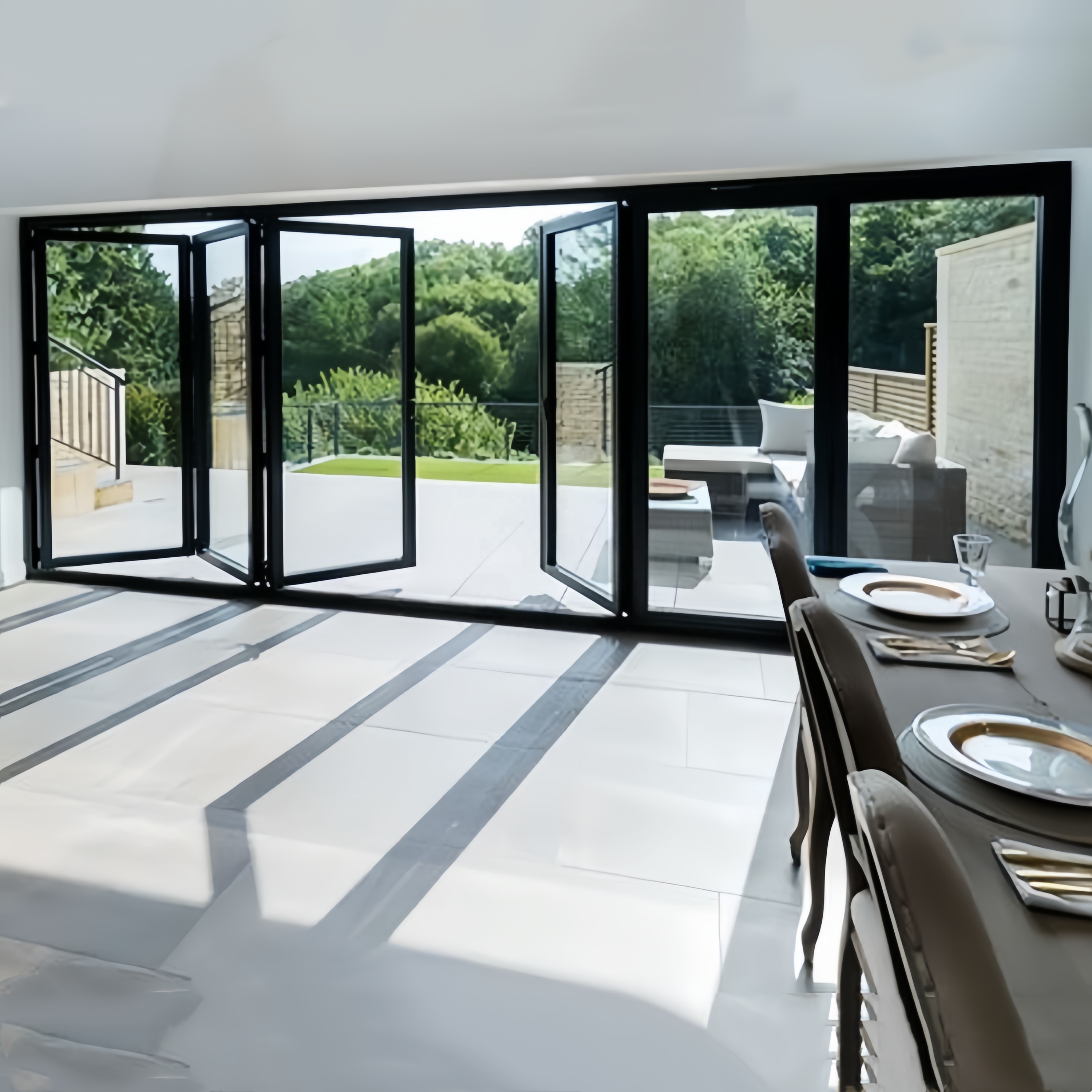 Hurricane Proof Folding Door Luxury Tempered Double Glass Aluminum Bi-fold Exterior Accordion Panoramic Folding Doors