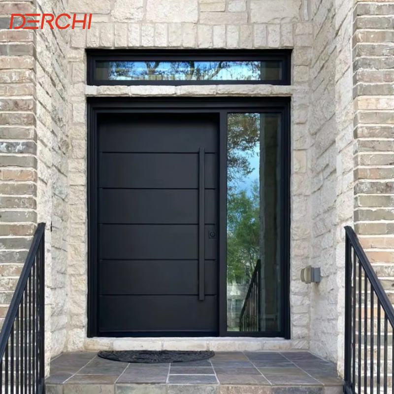 Double Aluminum Entrance Door Double Front Door Exterior Aluminum Security Door For Villa Apartment Building Project