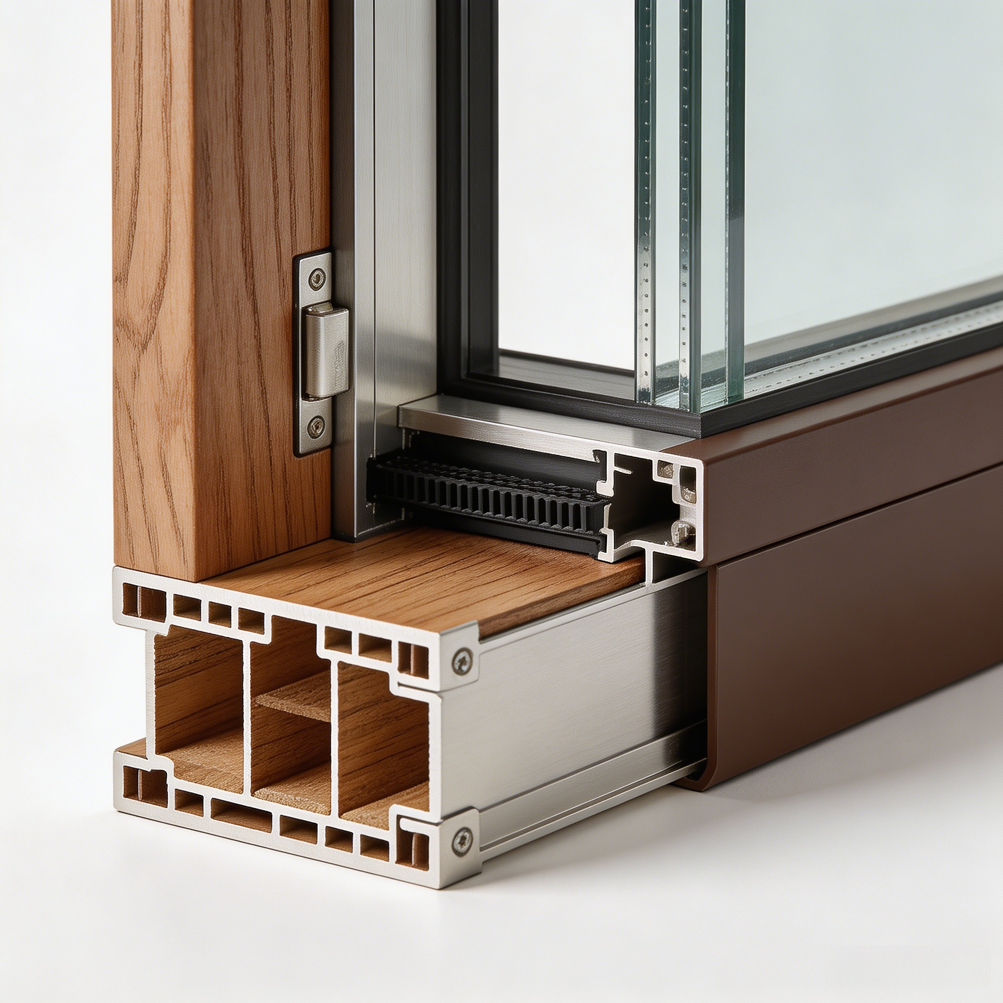 KT86 Wood Clad Aluminum Door System Door Red Oak Wood Energy Efficient Double Glazing Security Door Factory Direct Wholesale