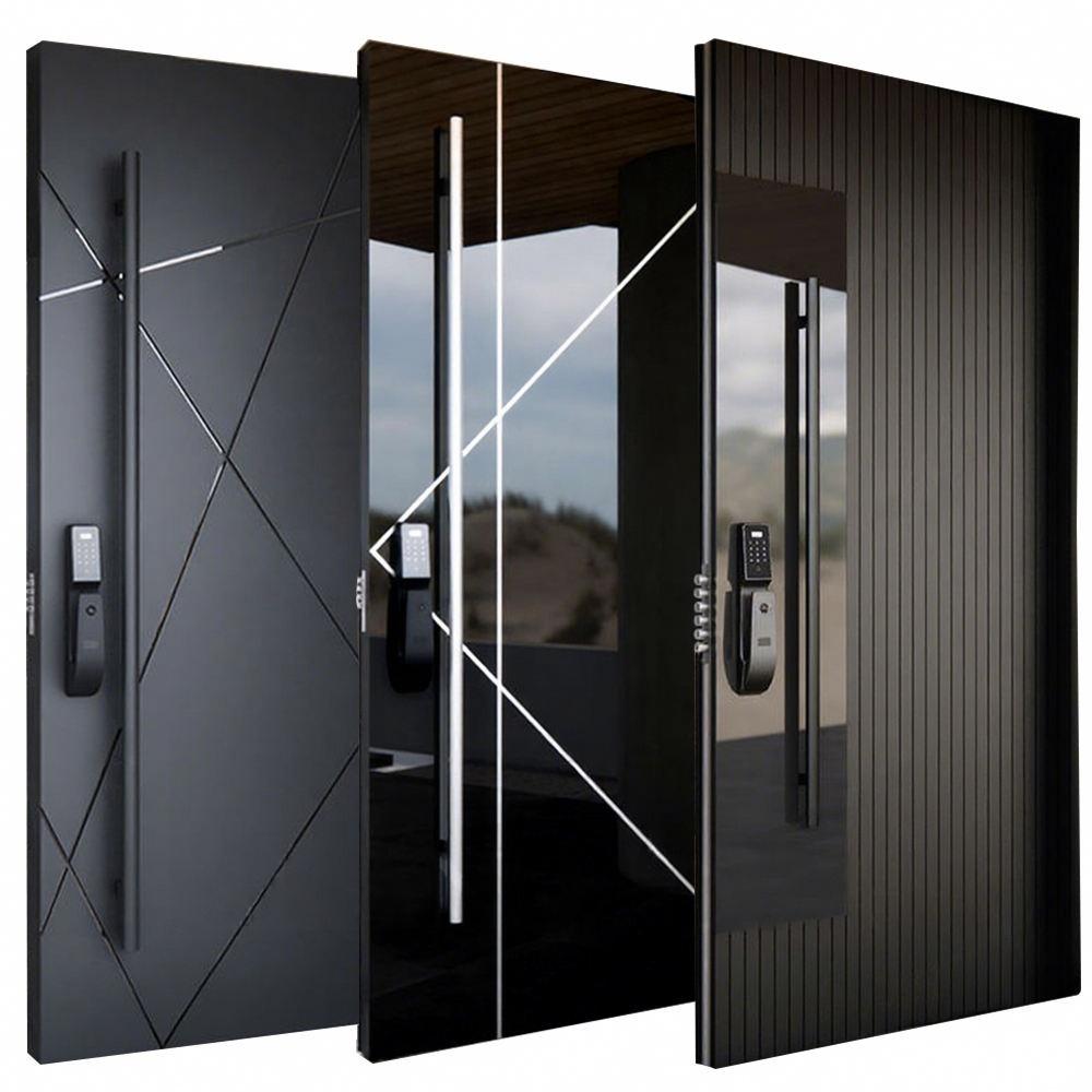American Style Contemporary Modern Main Entrance Entry Wood Doors for Houses Modern Exterior Main Pivot Door
