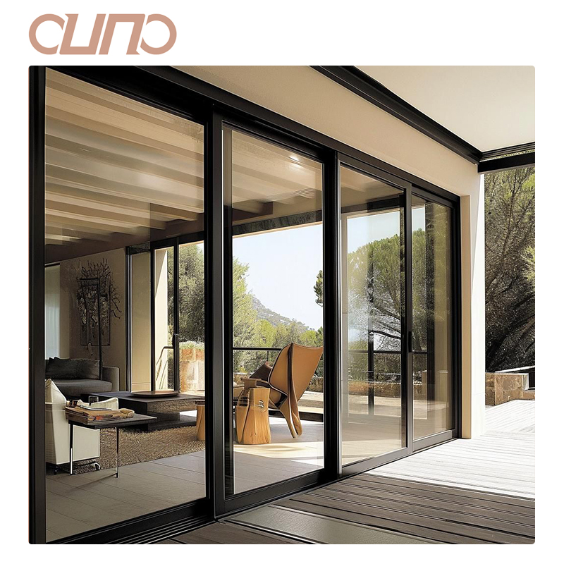 OUNA Heavy Duty Panoramic Aluminum Sliding Patio Door Residential House Waterproof Thermal Break Exterior Lift and Sliding Door