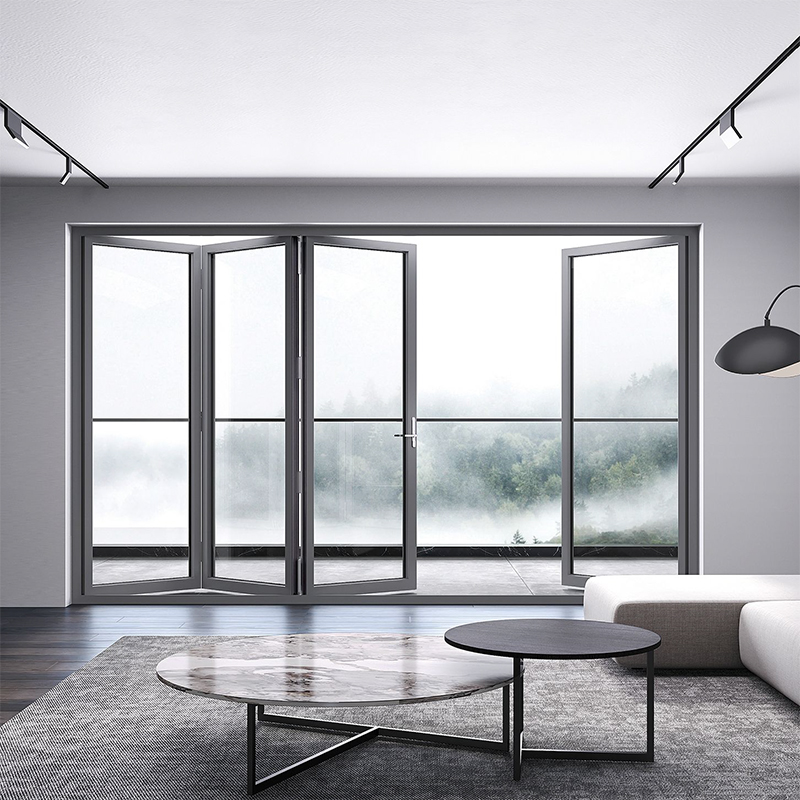 OUTUS Modern Aluminum Alloy Folding Door System Soundproof Sliding Bifold Doors for Living Room Bedroom Kitchen Partition