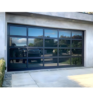 Automatic Black Aluminum Frosted Glass Sectional Garage Door