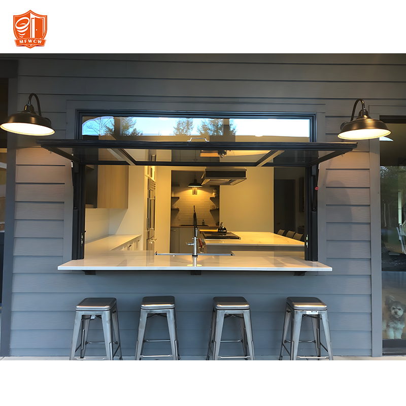 Customizable Color Vertical Louver Gas Strut Aluminum Alloy Frame Pass Through Windows Flip Out Push Out Glass Window